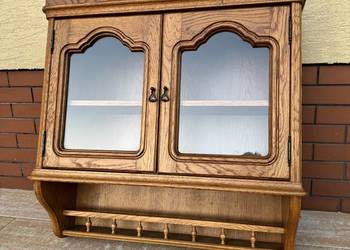 Szafka wisząca przeszklona witryna dębowa regał kredens witrynka