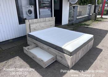 Łóżko sypialniane z szufladami ( Oświetlenie LED ) + stelaż + Materac IKEA