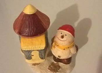figurka świecznik Domek z Bałwankiem - dekoracja, prezent, upominek