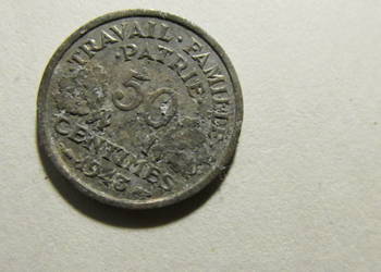 Moneta francuska 50 centimes 1943