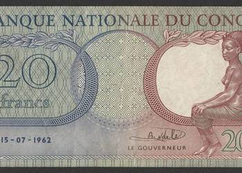 CONGO KONGO 20 FRANKÓW 1962