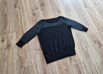 swetr czarny Next rozm 40/42 L/XL brokat rękaw 3/4