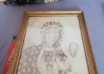 Stary obraz Matka Boska Częstochowska z Dzieciątkiem 45 × 35 cm