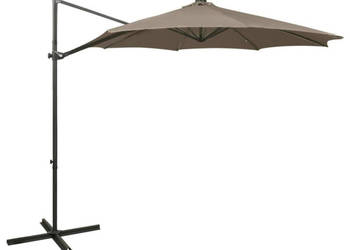 Parasol wiszący z lampkami LED i słupkiem 300 cm taupe WM-312339