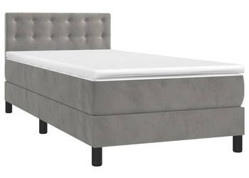 Łóżko kontynentalne z materacem i LED szare aksamit 80x200 cm WM-3134609