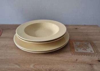 zestaw obiadowy talerze 4szt żółte