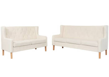 Zestaw 2 sof obitych materiałem kremowy WM-274930