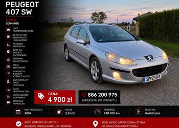 Peugeot 407SW * 2004R * 2.0HDI #ŁADN #BDBStan#100%Sprawny Opony Lato/Zima