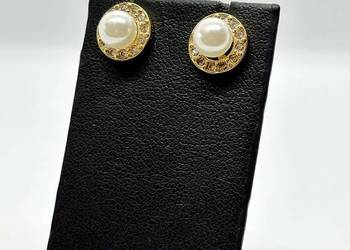 Nowe złote kolczyki pr 585 2,10g Cyrkonia, Sztyft