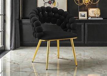 Czarne Krzesło Tapicerowane Bubble, Wysyłka 24H, Dostawa 0zł!