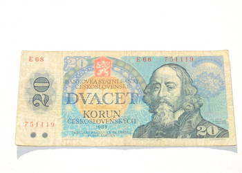 Stary banknot 20 koron Czechosłowacja 1988 antyk