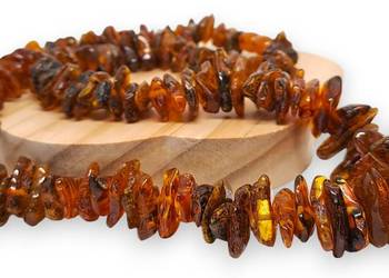Korale z bursztynu, BURSZTYN bałtycki polerowany koniakowy #1057
