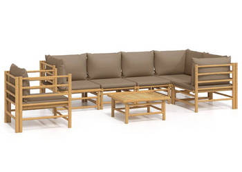 7-cz. zestaw mebli do ogrodu poduszki w kolorze taupe bambus WM-3155125