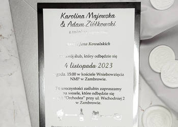 MIRROR Srebrne Zaproszenia Ślubne Glamour