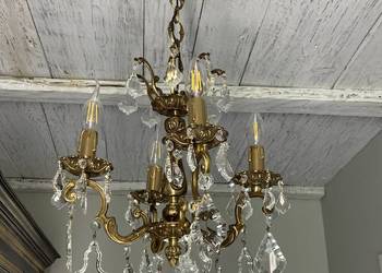 Francuski kryształowy Żyrandol nr. 42 brąz, Antyk Lampa
