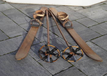 Stare narty dziecięce 90 cm + kijki