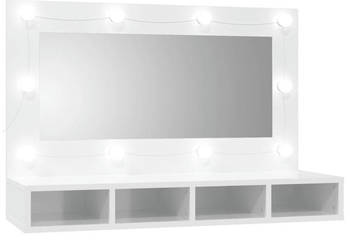 Szafka z lustrem i LED biała z połyskiem 90x315x62 cm WM-808897