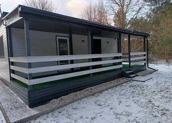 Domek całoroczny letniskowy z tarasem do przeniesienia kompletny