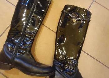 Kozaki oficerki z naturalnej skóry lakierowanej z licowa 38/39