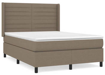 Łóżko kontynentalne z materacem taupe tkanina 140x190 cm WM-3131509