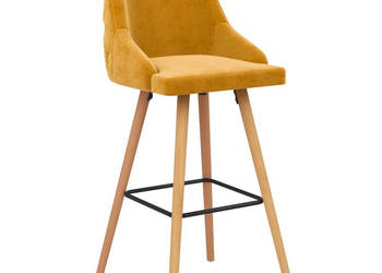 Stołki barowe 2 szt. żółte obite aksamitem WM-289470