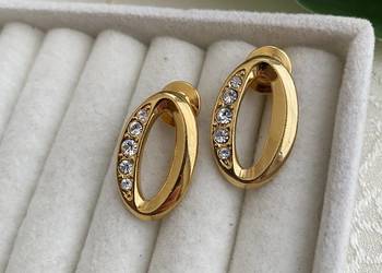 kolczyki złota tonacja kryształki wieczorowe