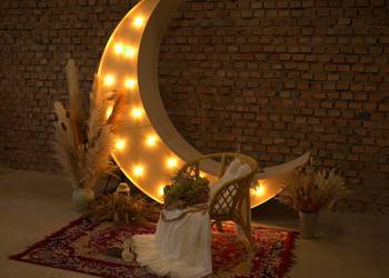 Księżyc podświetlany Boho Rustykalny