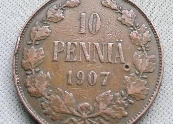 FINLANDIA-10 PENNIA-1907 r (OKUPACJA ROSYJSKI