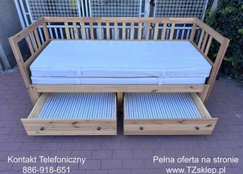 Łóżko leżanka IKEA HEMNES Lite drzewo Sosna 2 materace IKEA VANNAREID Trans
