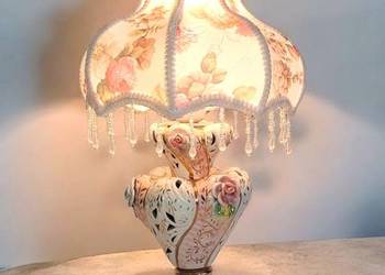 porcelanowa lampka nocna vintage ręcznie malowana