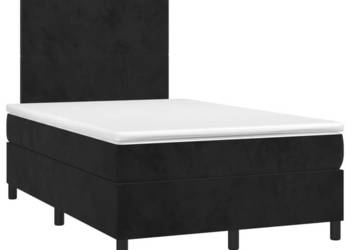 Łóżko z Materacem Kontynentalne Czarne Aksamit LED 120x200cm WM-3135995
