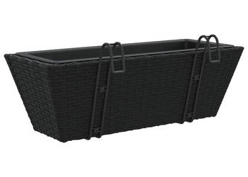 Donice z haczykami 2 szt. czarne polirattan WM-366398