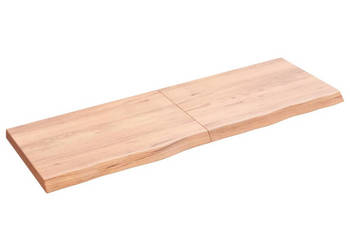 Półka brązowa 120x40x(2-4) cm lakierowane lite drewno dębowe WM-363694