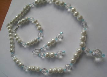 Komplet biały perłowy błękit