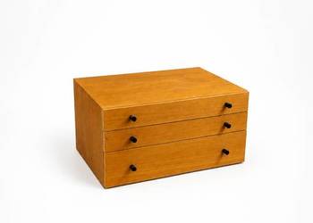 Stylowa Drewniana Komódka Vintage / Skrzynia na Sztućce – Mid-Century Moder