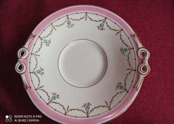 Patera ze złotymi kokardkami Nr 3436  Różowy pasek, złocenia