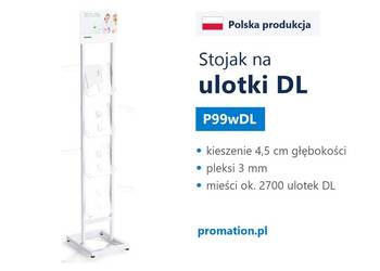 Biały stojak na ulotki DL, wolnostojący ekspozytor 8 komór P99wDL