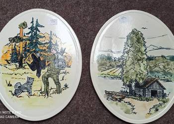 Kafel ceramiczny. Z myśliwym i z brzozą. Jie Gantofta. Szwec
