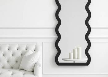 Lustro nieregularne w ramie mdf - WAVE – Blobs Mirrors Czarna Rama