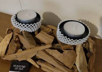 Świecznik z naturalnego drewna na duże świeczki lub podgrzewacze