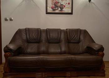 Kanapa skórzana rozkładana dębowa firma DES Skórzana kanapa sofa L