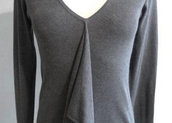 Sweter Jedwabny z Angorą Wełniany Lekki Miękki V-Neck Bluzka Dzianinowa S