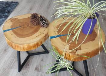 Stoliki kawowe z niebieską żywicą epoksydową