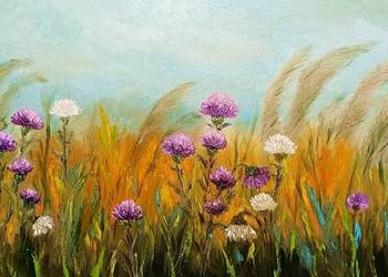 Obraz olejny "Łączka z ostami"