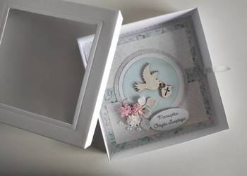 Kartka ręcznie robiona na Chrzest Święty z pudełkiem handmade Kartka ręcznie robiona na Chrzest Święty z pudełkiem handmade