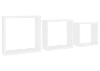 vidaXL Стенни кубични рафтове, 3 бр, бели, МДФ(SKU:323949)