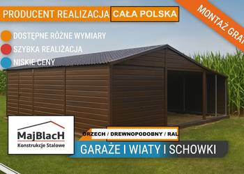 Drewnopodobny Garaż Blaszany z zadaszeniem Orzech - Garaże  -Maj-Blach