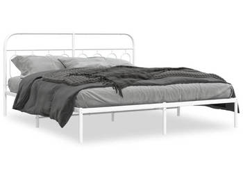 Łóżko Metalowe Białe Rama Łóżka Ze Stelażem Biała 180x200 cm WM-377170