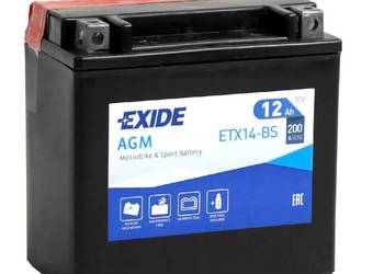 Akumulator motocyklowy 12Ah 200A  EXIDE ETX14-BS YTX14-BS L+