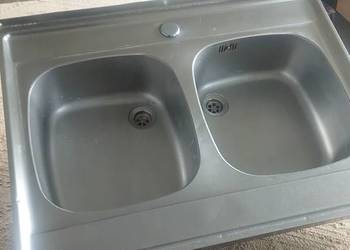 Zlew dwukomorowy ze stali nierdzewnej 80 x 60 cm